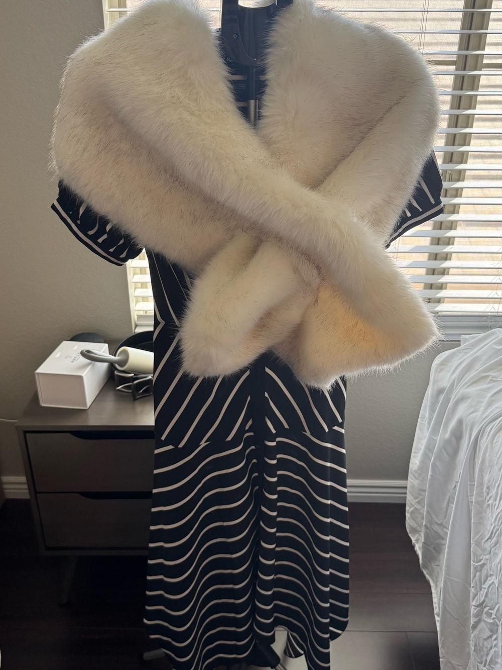 Elegant Cream Fur Shawl - Luxury Wrap for Women